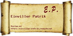 Einviller Patrik névjegykártya